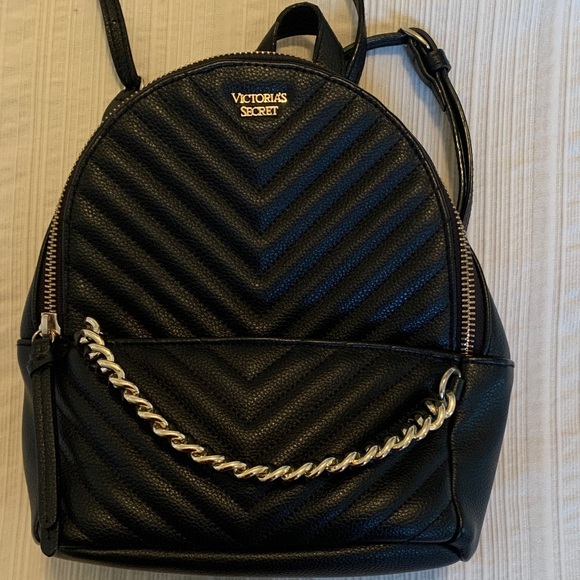 Victoria's Secret Handbags - Victoria's Secret Quilted Black Backpack Purse